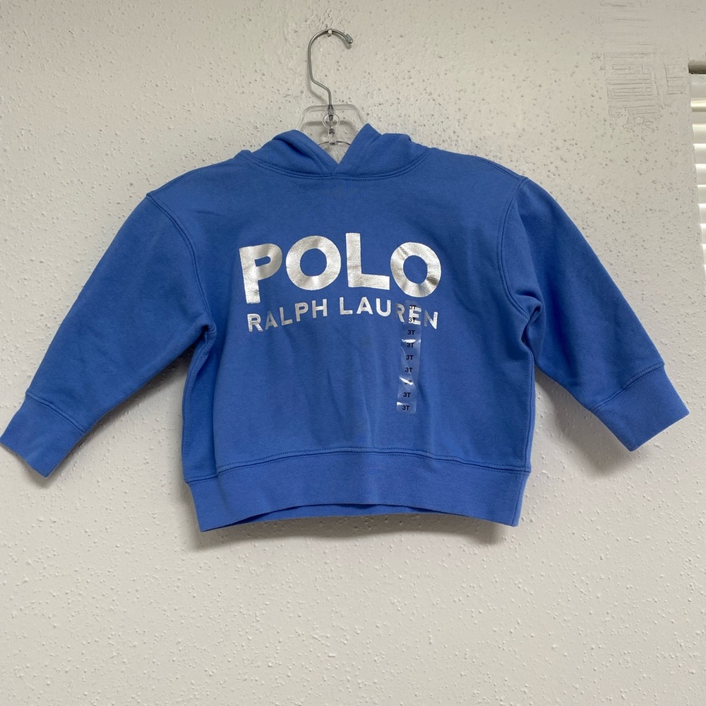 Toddler Polo Ralph Lauren Blue Fleece Hoodie sweater NWOT